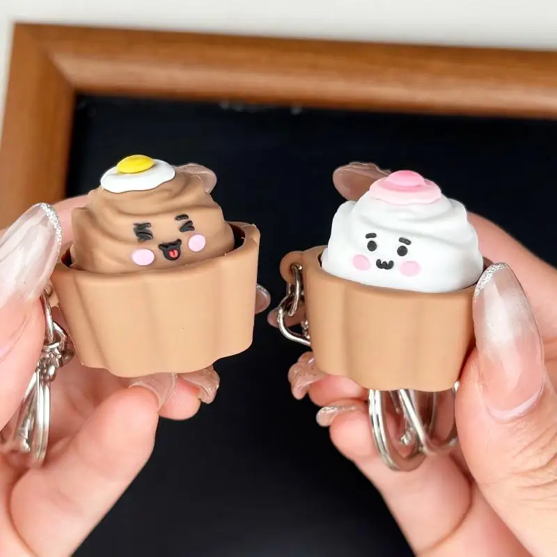 📚 1/2Pcs Mini Cake Button Stress Relief Toy Decompression Food Clicker Keychain Backpack Pendant Creative Gift