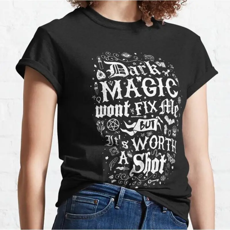 

Темная магия, не исправь меня, готическая классическая футболка с оккультным офисом и юмором