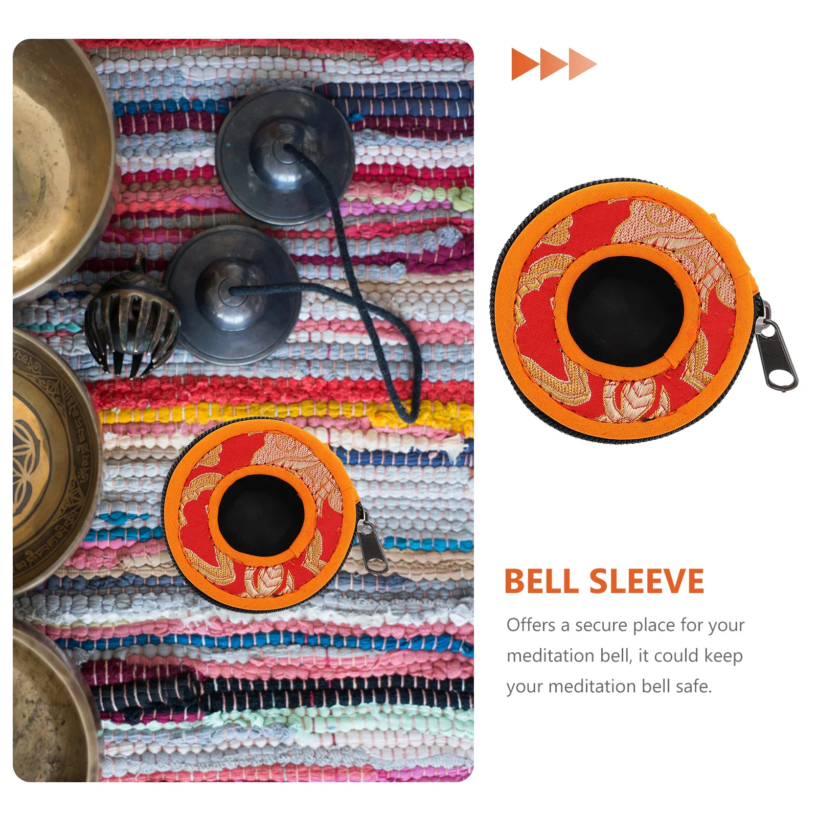 

Handmade Embroidered Nepal Style Bell Storage Bag For Meditation Cymbals Portable Protective Pouch Cotton Cloth Case