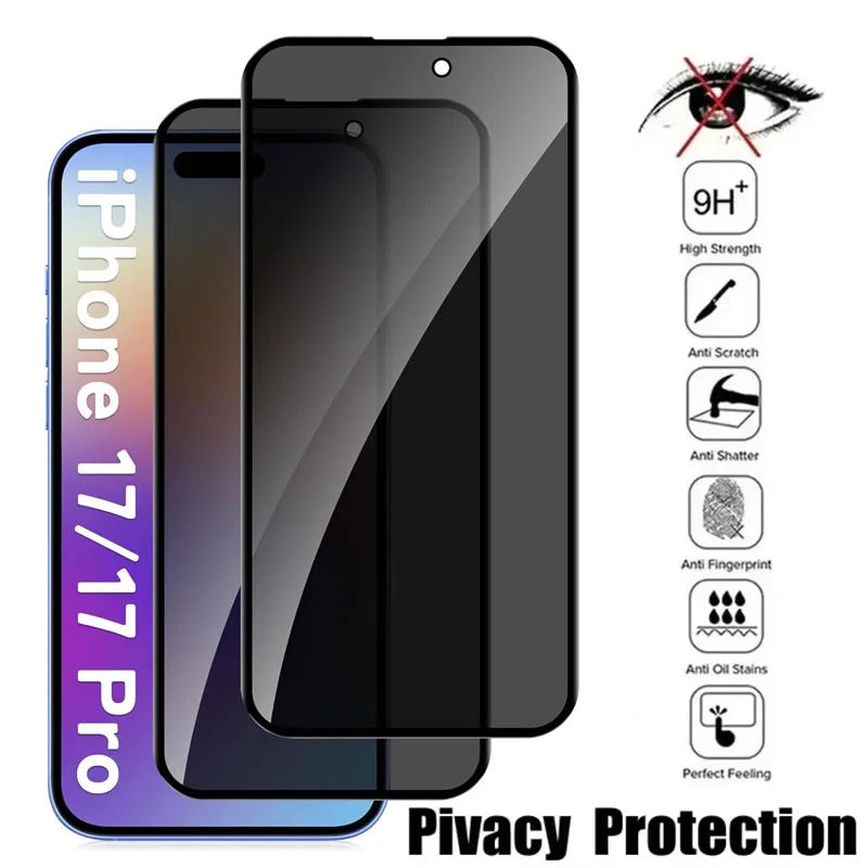 2 шт. полное покрытие из закаленного стекла для iPhone 17 16 11 12 13 14 Pro MAX антишпионская защитная пленка для экрана для iPhone 15 Plus Private