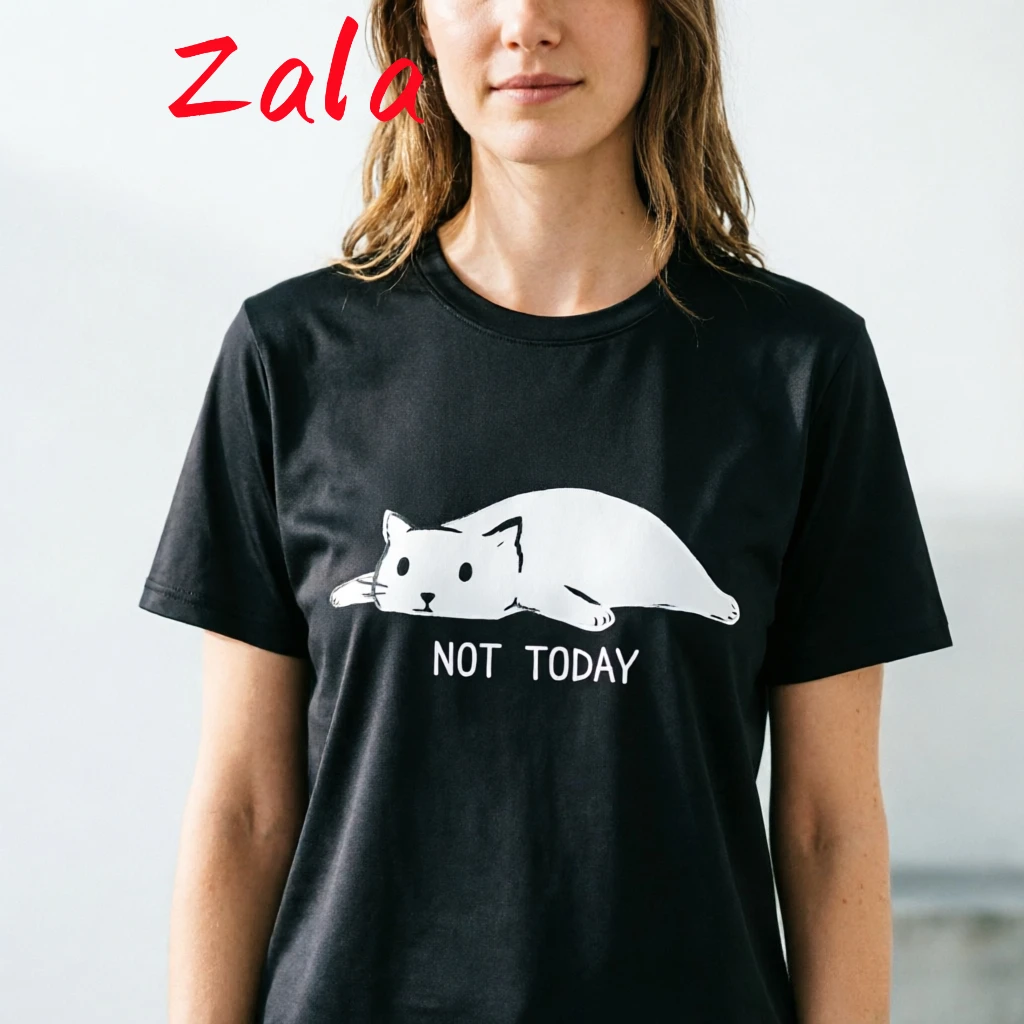 Simple Brush Drawing Cat T Shirt Harajuku Women's T-shirt 90s Graphic Top Tees Summer Casual Short Sleeved Women's Clothing