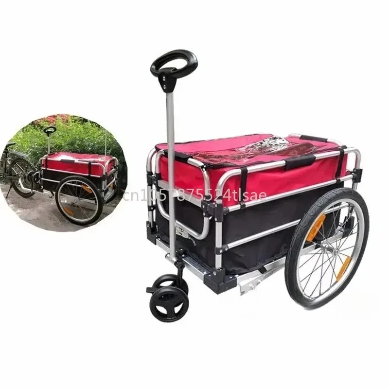 20 Inch Big Wheel Luggage Truck 2 - in - 1 Bicycle Trailer & Hand Cart Aluminium Alloy Frame Bike Cargo