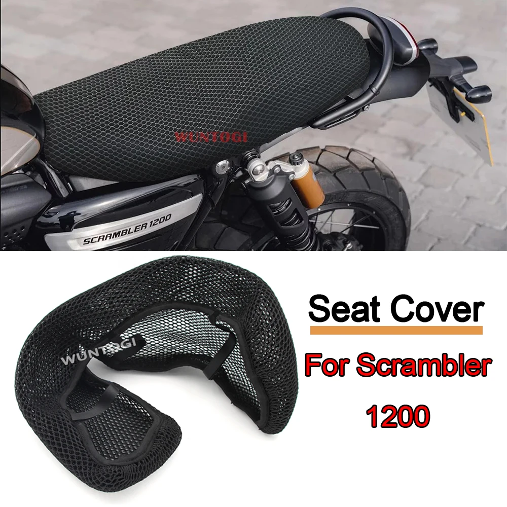 For Scrambler 1200 2018-2023 Motorcycle Insulated Seat Covers For Scrambler1200 Accessories 3D Honeycomb Mesh Protect Cushion