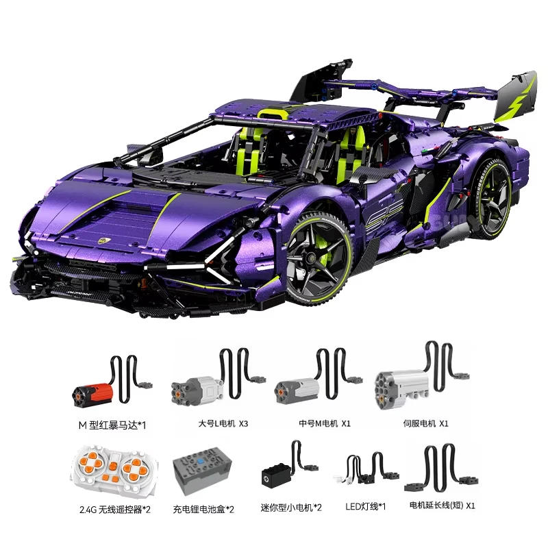 

GULY 3654pcs MOC Tech Creative Building Block Supercar, Upgradeable Remote Control Car DIY Model, 10635 City Boy's Birthday Gift