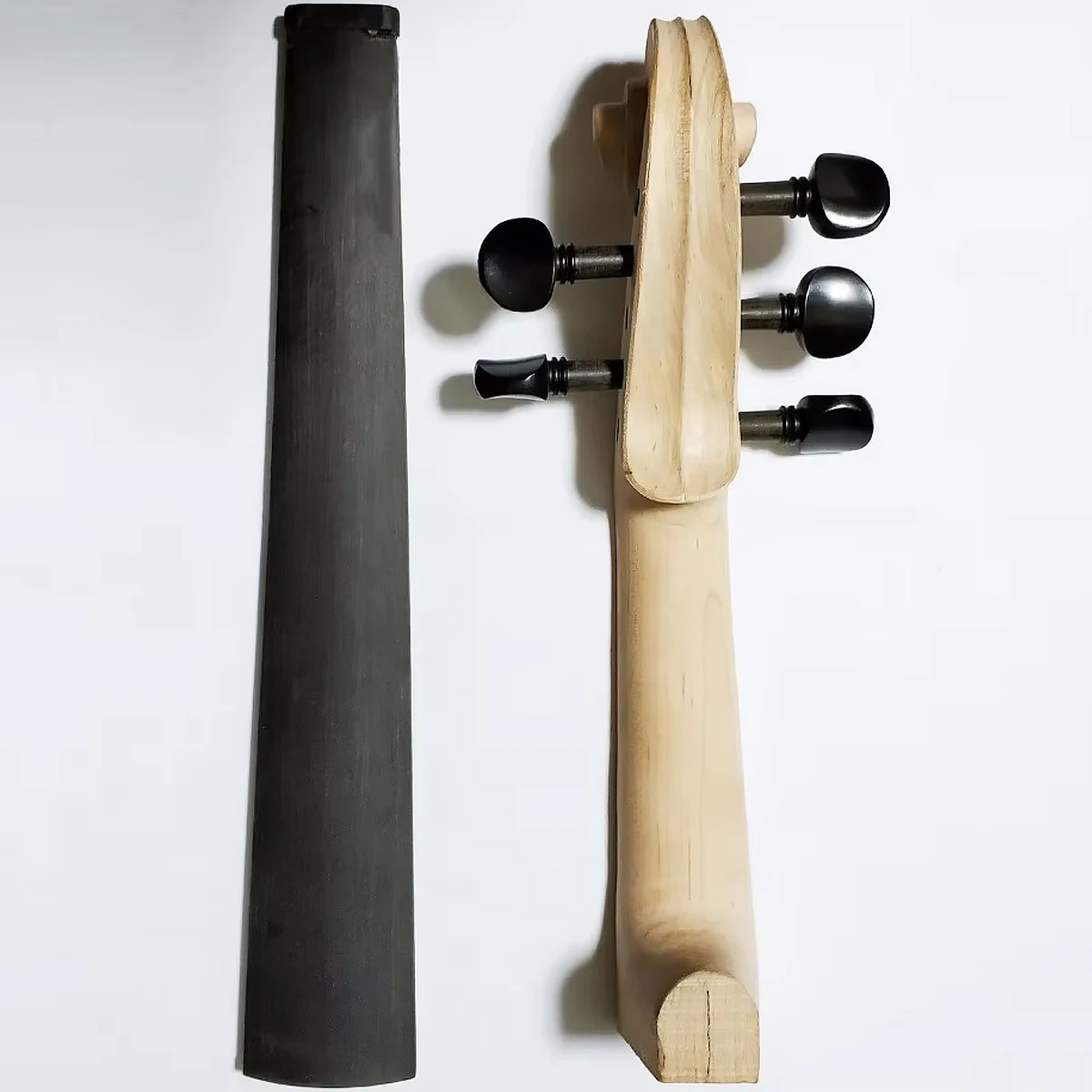 5 String 4/4 Maple White Violin Neck head +Indonesia Ebony Fingerboard+Nut+ violin Pegs,violin parts accessories