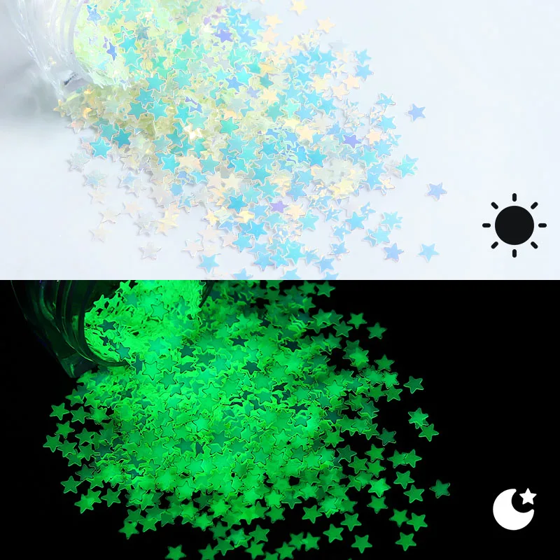 Stelle luminose luna Glitter fiocchi per resina epossidica riempimento luce verde farfalla resina paillettes orecchini portachiavi che fanno forniture