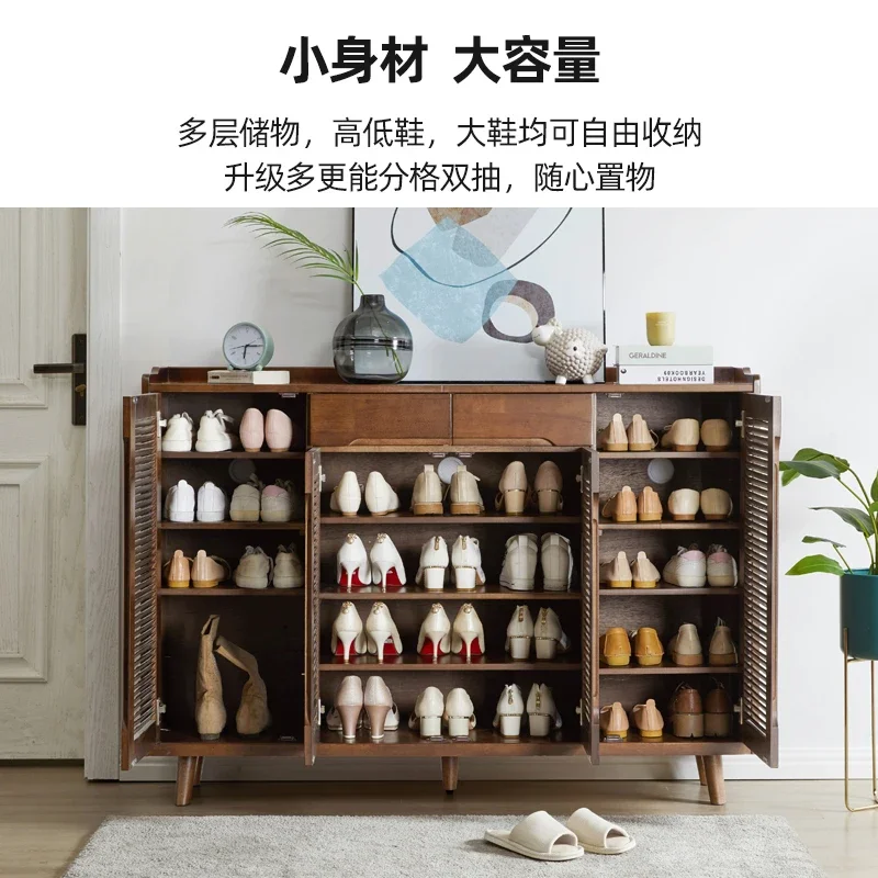 Solid wood doorstep shoe cabinet is simple, modern, large capacity, economical locker, multi-functional for household use.