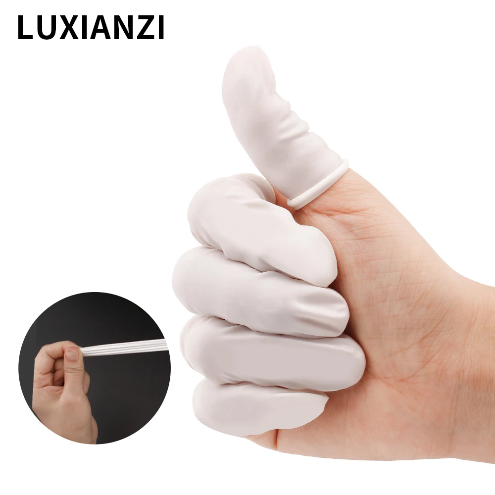 LUXIANZI Anti-static Fingertips Protector GlovesFor Eyebrow Extension Gloves Tools Disposable Natural Latex Finger Cots