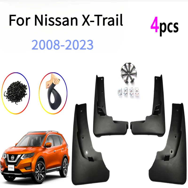 

4PCS For Nissan X-trail T32 T31 2008-2024 Special fender modified exterior front rear wheel mudguard soft plastic decoration