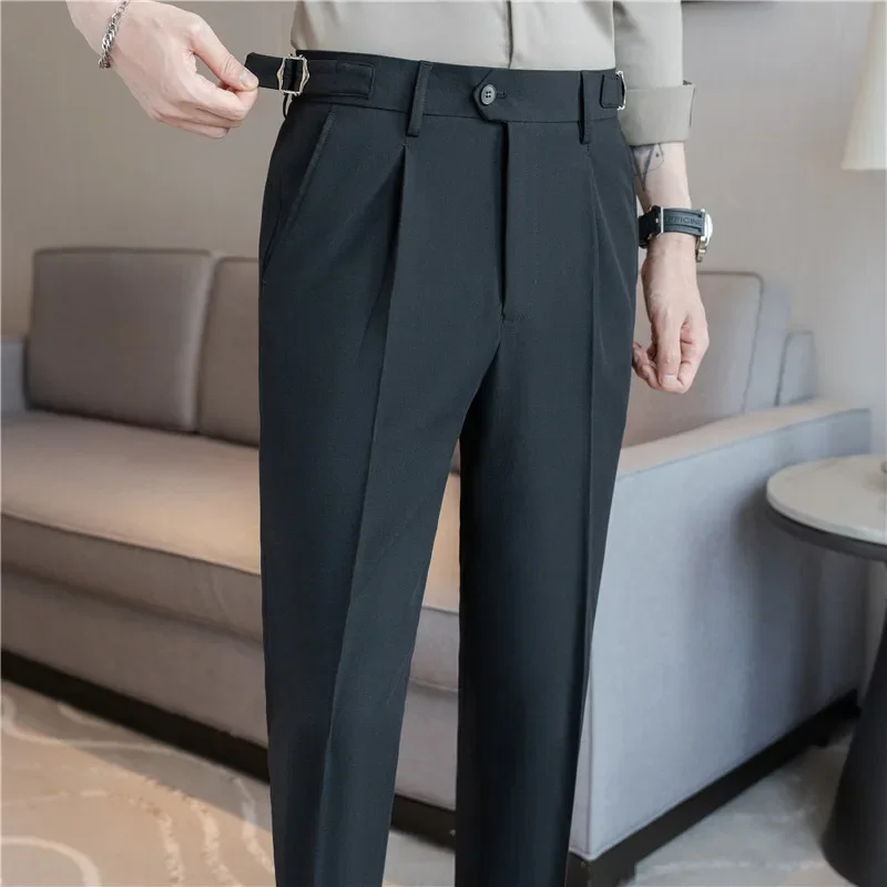 Men Dress Pants Trousers 2024 Autumn New British Style Straight Slim Fit formal Suit Pants Solid Casual Fashion Men Clothin