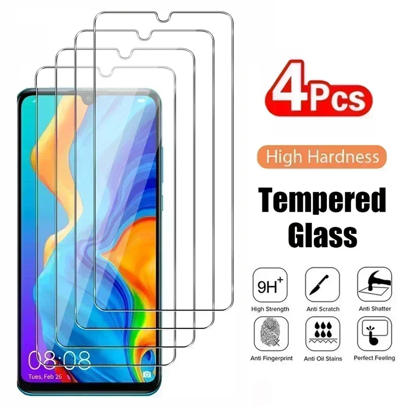 4PCS Tempered Glass for Huawei P30 P20 Lite P10 Plus Protective Glass for Huawei P30 Lite P40 P50 P40 Lite E 5G Screen Protector