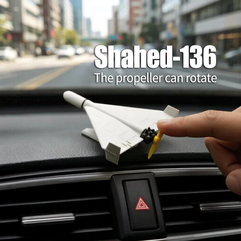 Shahed 136 Flying Mini-Motorcycle Drone Model, Propellers Can Be Rotated Manually or by Wind, Realistic Military Ornament, Car Decoration, Personalized Car Roof Decoration, Hard-Core Desktop Gift, Military Enthusiast Collectible Model, Movable Propellers, Birthday Gift for Boys