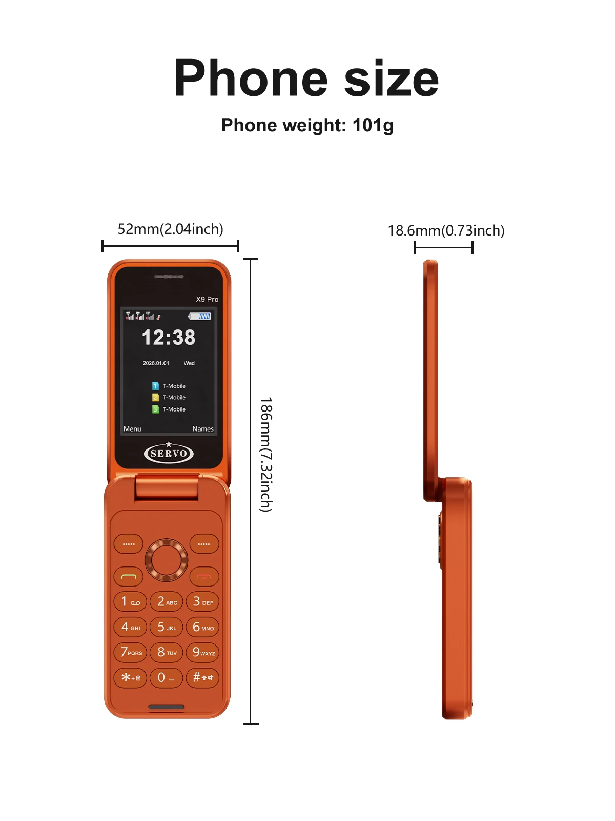 SERVO X9 PRO Foldable Mobile Phone 2G Three SIM Standby 2.4"Display Speed Dial Call Recording FM Radio Button Flip Cellphones