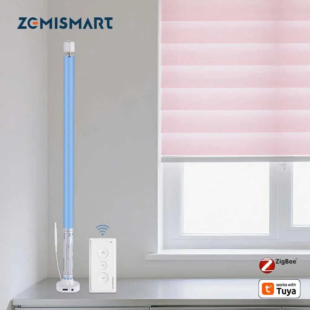 

Двигатель рулонных штор Zigbee для трубки 17 25 28 мм Zemismart, перезаряжаемый двигатель для штор, работающий с приложением Tuya Alexa Google Home Voice