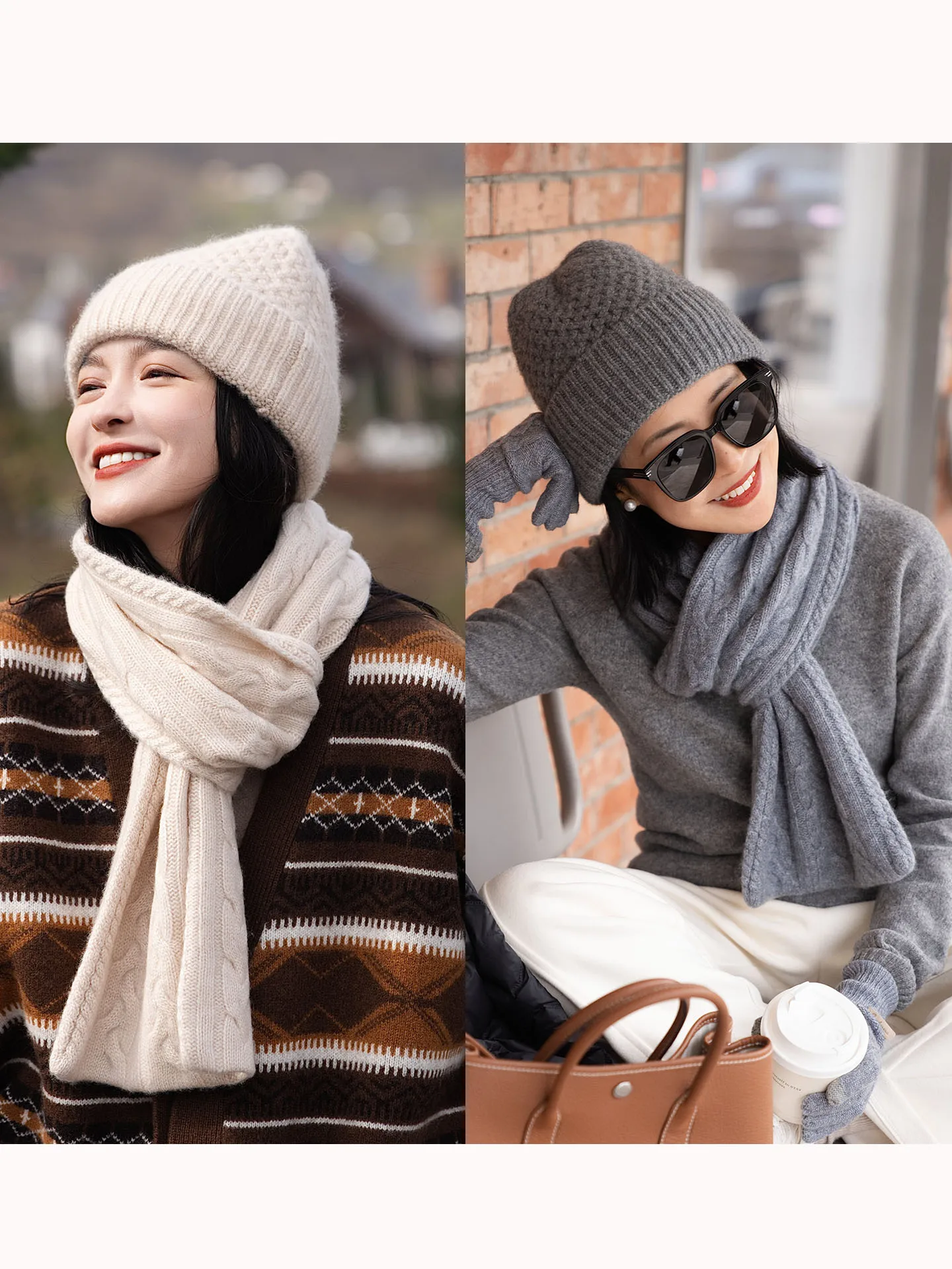 

Классический комплект из перчаток и шарфа с текстурой сосновых игл для женщин, эксклюзивная осенняя коллекция, доступная онлайн.