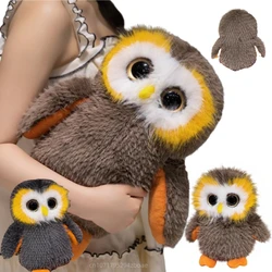Lifelike Real Owl Plush Doll Brown Gray Round Animal Big Eyes With Wings Owl Plush Toy For Boys And Girls Christmas Gift