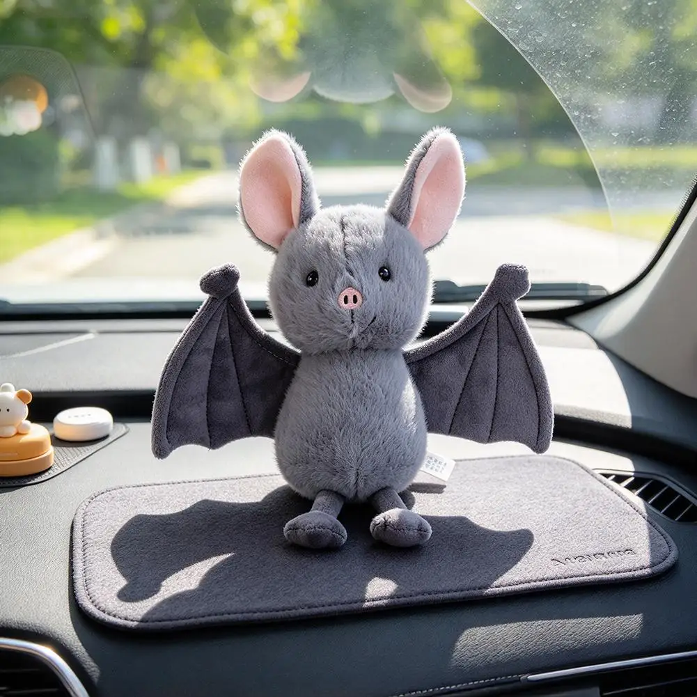 Cartoon Fledermaus Plüschtier Weiches Stofftier für Auto-Rückspiegel Hängende Dekoration Lustiges Design Flauschiger Hängender Fledermaus 20cm – Detail 2