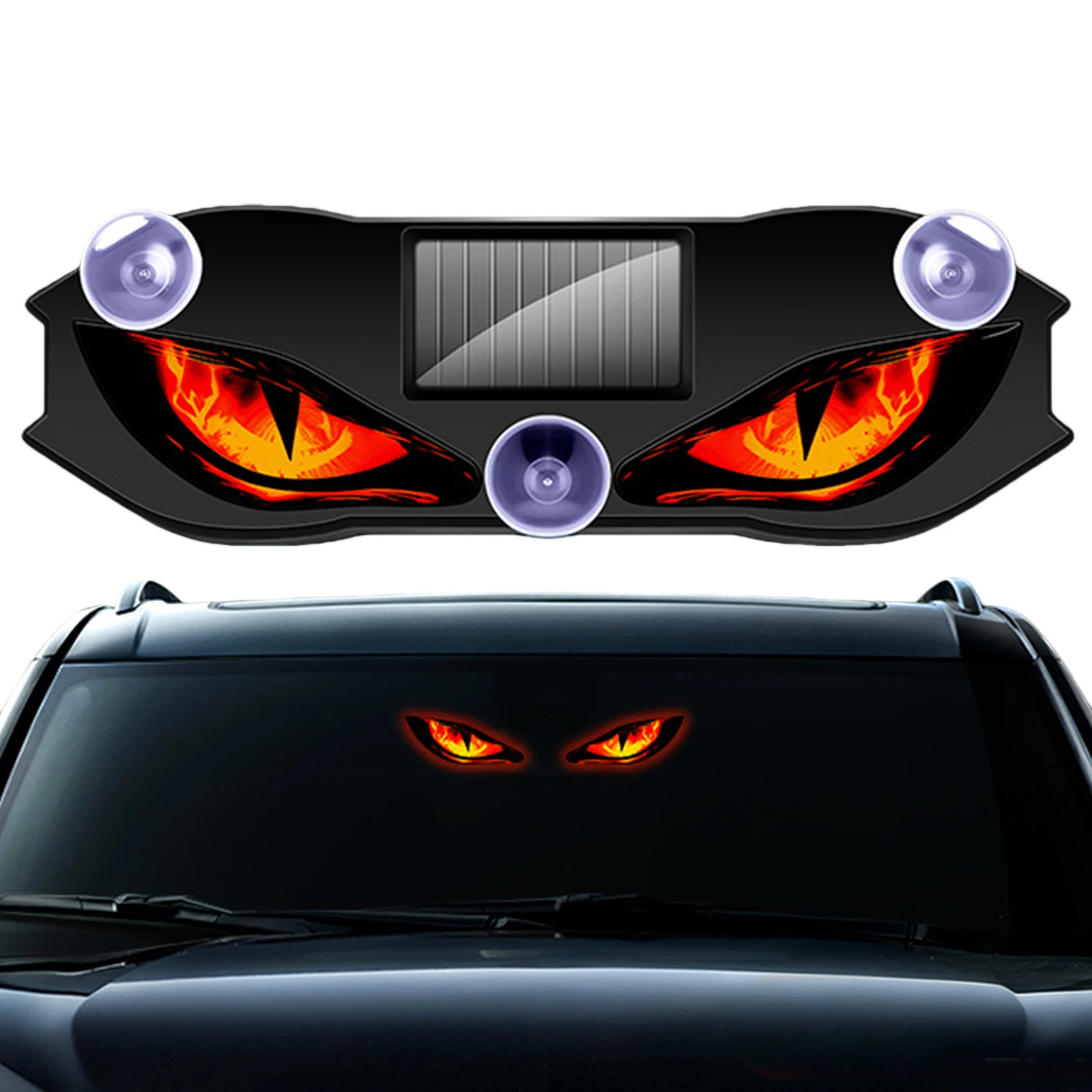 Reflective Warning Eyes Light Solar Powered & USB Charging LED Devil Eyes Window Light for Car Glass & Outdoor Display