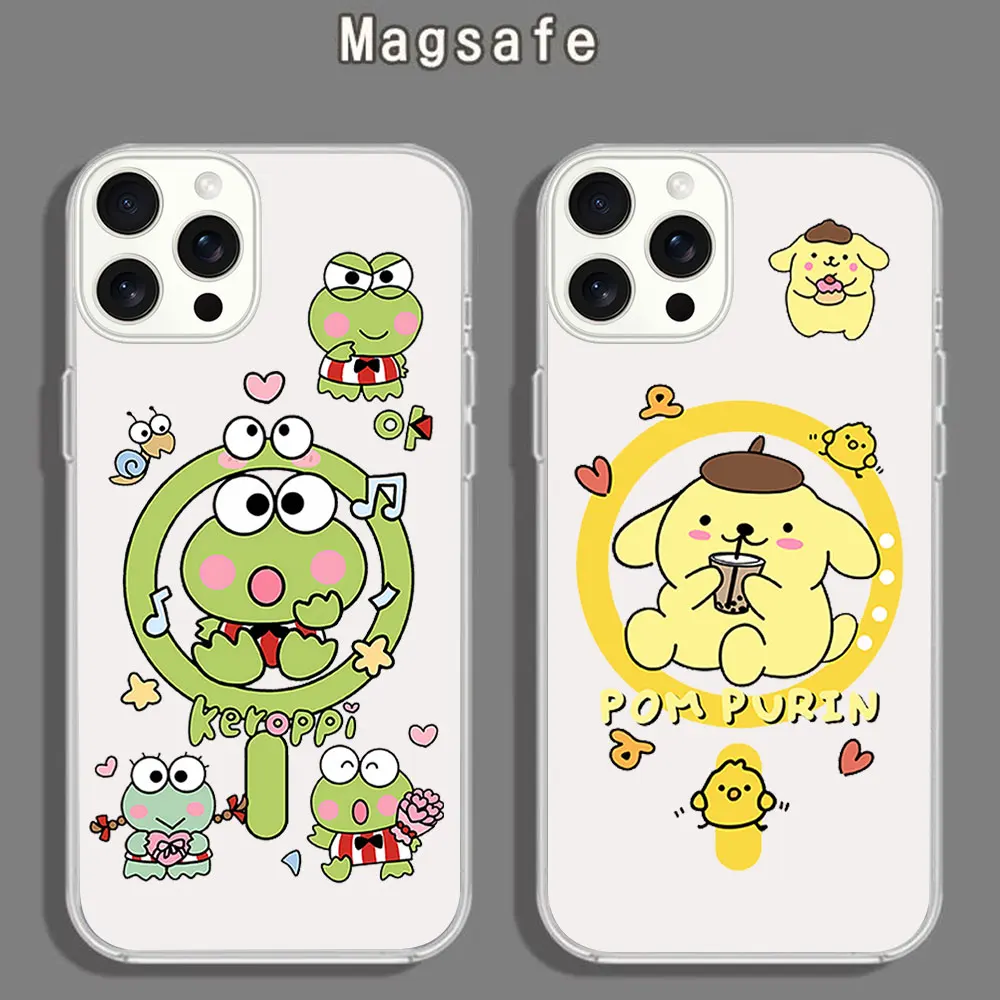 MINISO Sanrio H-Hello K-Kitty Kero Keroppi Phone Case for iPhone 12 11 13 14 15 16 Max Pro Plus Magsafe Magnetic Wireless Cover