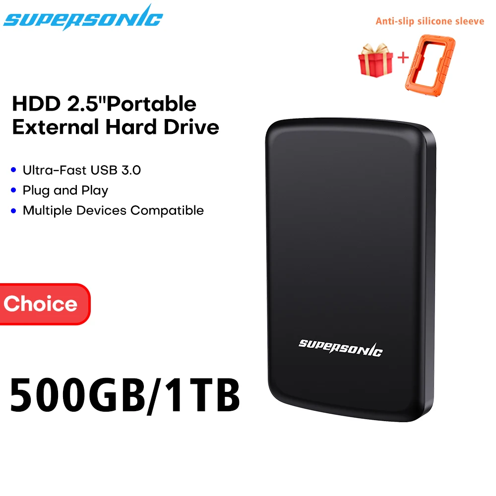 

Портативный внешний жесткий диск Supersonic HDD 2,5 дюйма, 500 ГБ/1 ТБ, память USB3.0, совместимый с ПК, Mac, PS4, настольным компьютером, MacBook