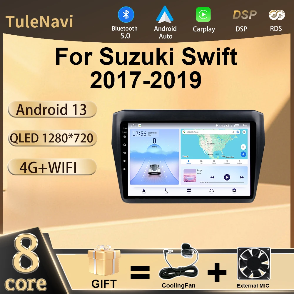 TuleNavi For SUZUKI Swift5 Swift 5 2017 2018 2019 Car Radio Multimedia Stereo Player GPS Navigation Android 13 Auto Carplay