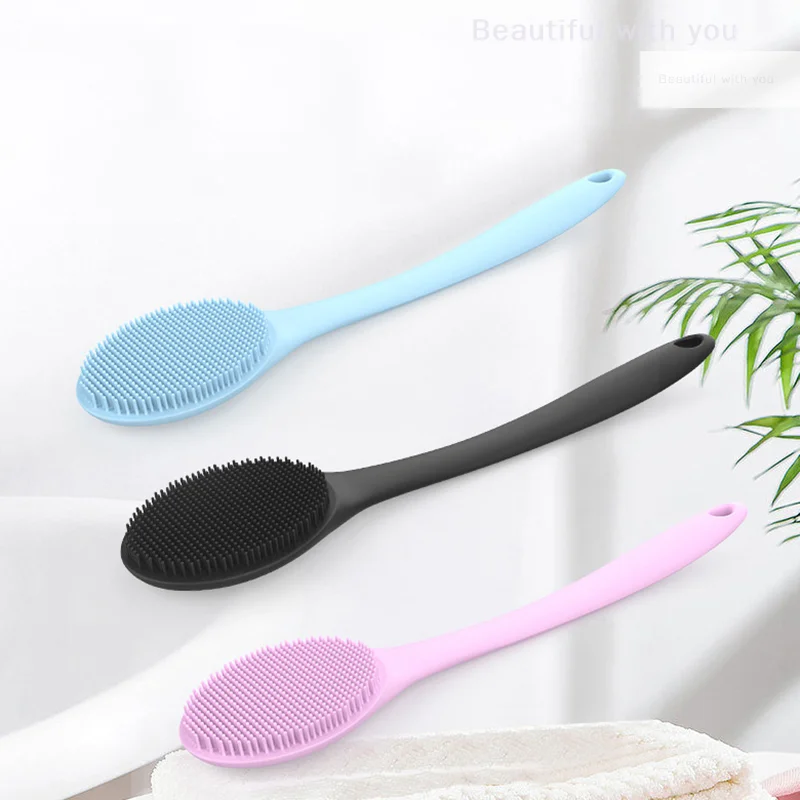 Épurateur de dos en silicone à long manche, épurateur de corps, brosse de douche légère, facile à tenir, peau, livres, exquis