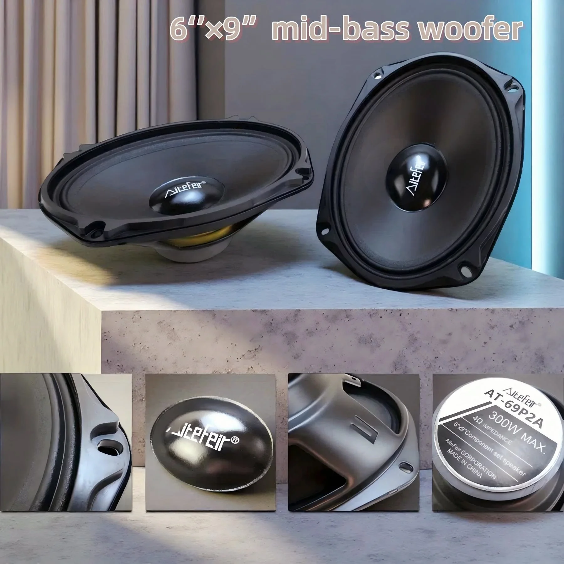 

Car Component Speakers 2 Pcs (6" + 9") 300W Max 4Ω Auto Audio System with 2 Tweeters & Crossovers for Vehicle Sound Upgrade