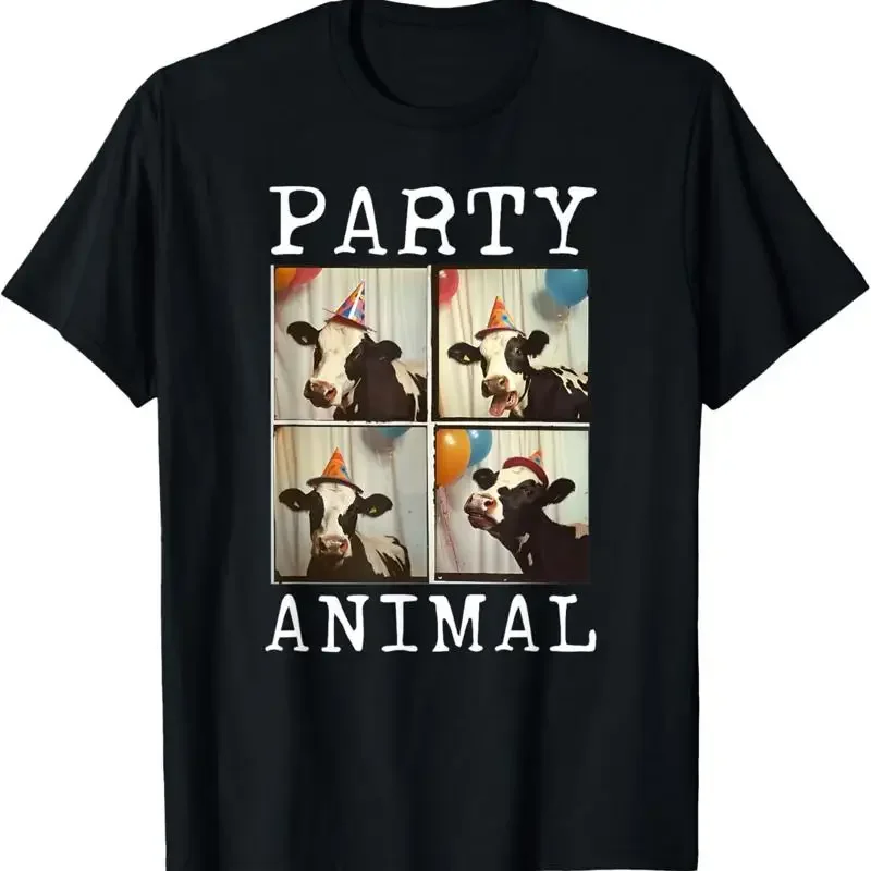 Cow Face Colorful Farm Animal Party Hat Funny T Shirt