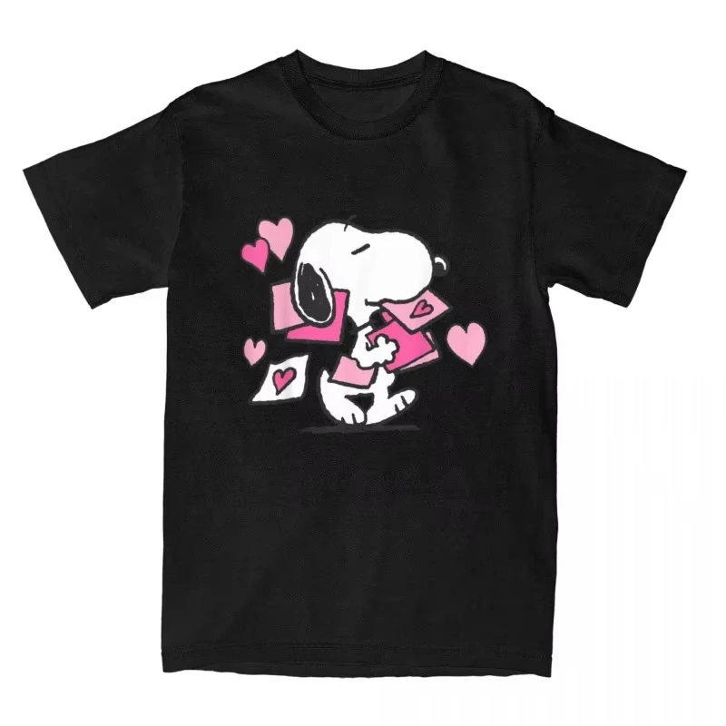 

Новинка лета 2024, футболка Snoopy с узором, уличная одежда, мужской и женский свободный дышащий повседневный топ в стиле Харадзюку с короткими рукавами в стиле ретро