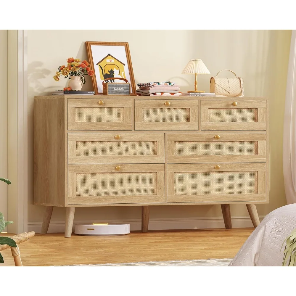 خزانة ذات درج من الروطان، خزانة لغرفة النوم، خزانة ذات أدراج، منظم خزانة، خزانة ملابس من الخشب الطبيعي لغرفة النوم