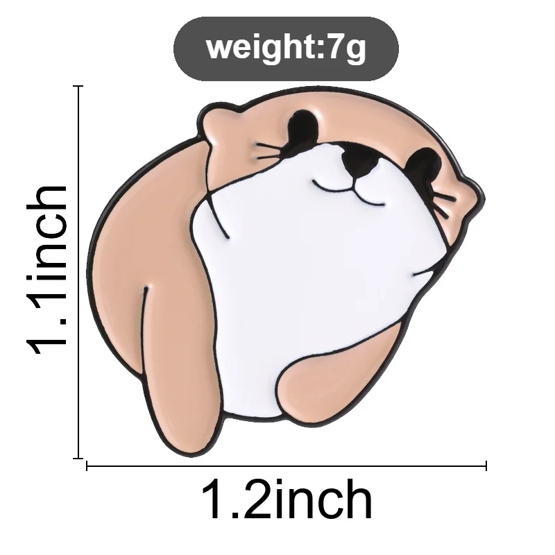 Chubby Napping Otter Emaille-Anstecknadel, weiche Cartoon-Brosche mit wassergebundenem Tier, Reversnadel, Schmuckgeschenk für Freunde – Detail 1