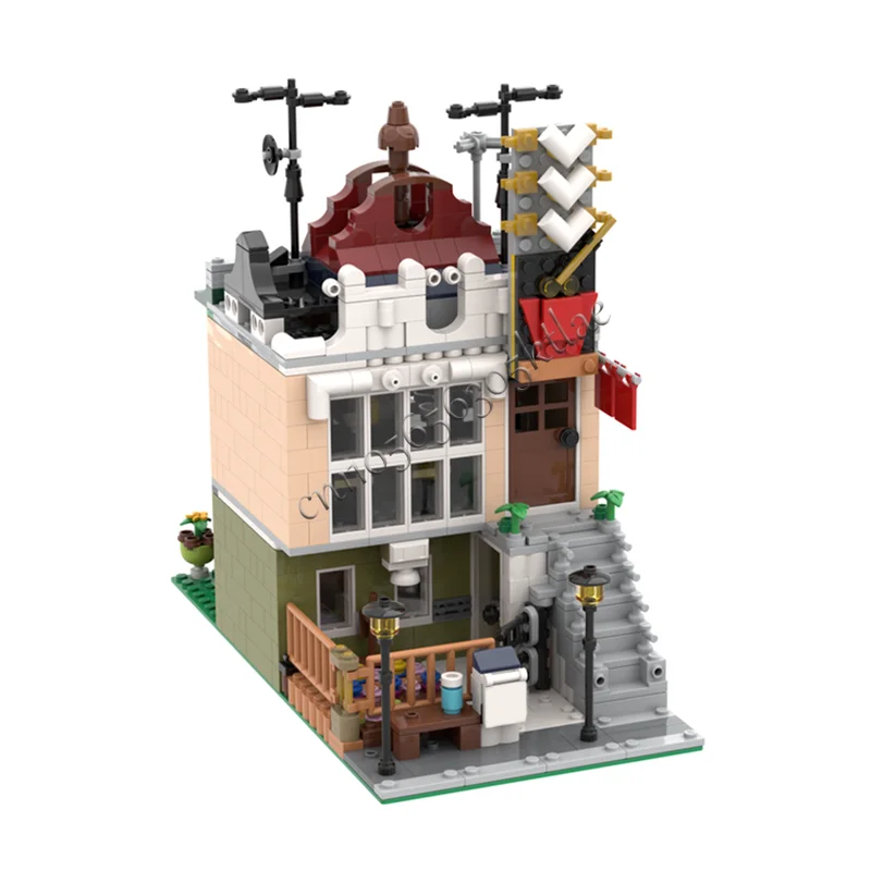 Heißer 1122 PCS MOC Stadt Straße Ansichten Modulare Cocktail Bar Modell Baustein Architektur Display Spielzeug Für Kinder Geburtstag Geschenke