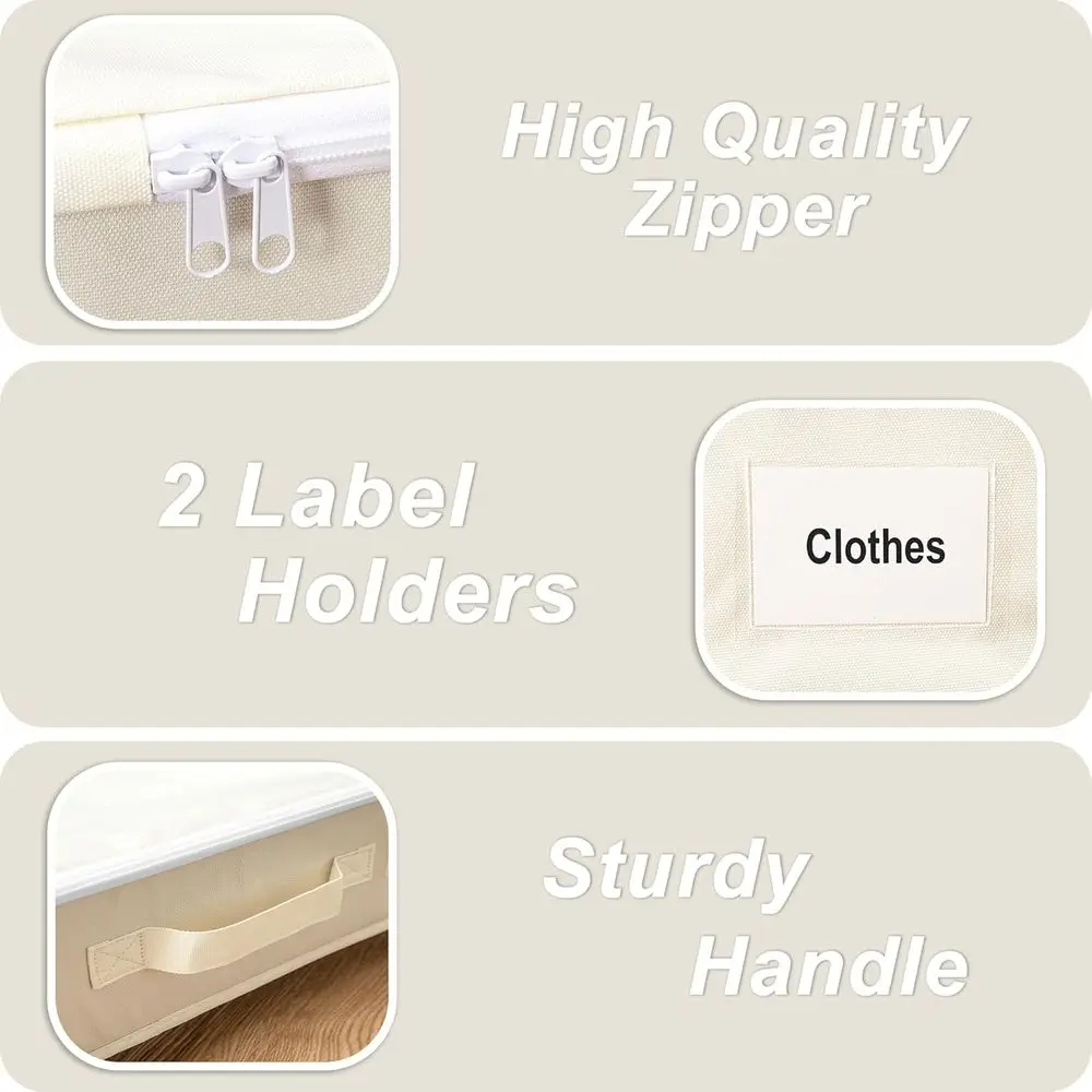 Under Bed Storage with Wheels, 2 Pack Containers for Clothes, Shoes, Blankets, Rolling Organizer with Cover, Beige (30.71x15.7x7 view 5