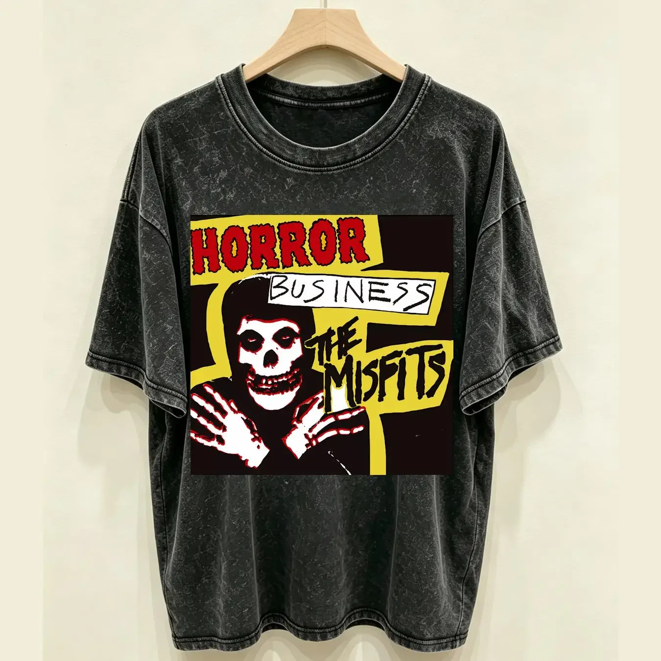 washed T Shirt Misfits Horror Business Large Danzig long sleeves vintage Washed Comfortable streetwear designer clothes fashion