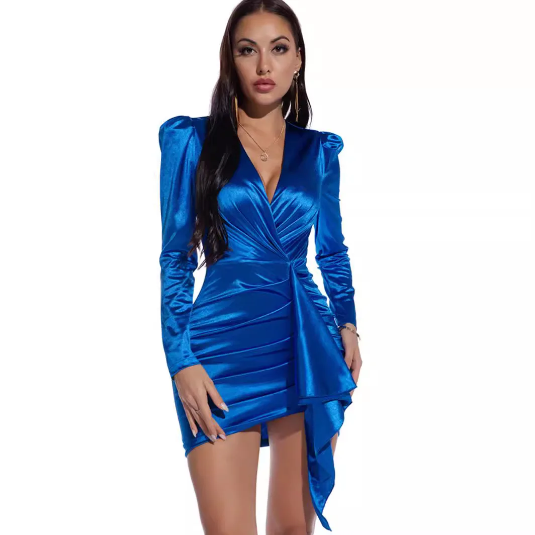 2025, neues kleines Kleid, europäische und amerikanische Damenbekleidung, sexy langärmeliges Party-rotes Kleid