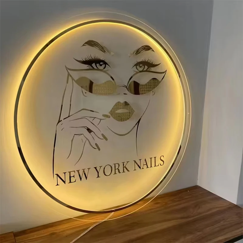

Custom Acrylic Business Sign LED Round Business Neon Lights Logo Sign Plaque Neon Circle Name 3D Company Shop Wall Art