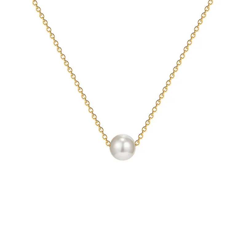 Sexy Single Pearl Pendant Necklace for Women Minimalist Twist Gold Silver Color Clavicle Choker Chain Collar Party Jewelry