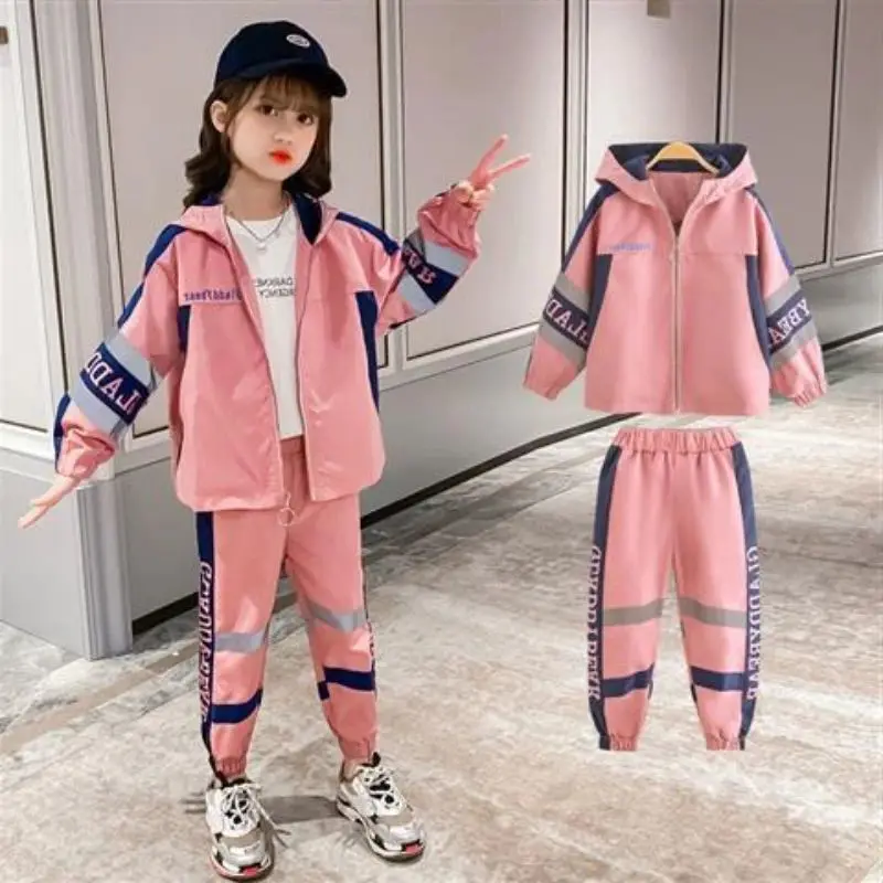 Girls Spring and Autumn Clothing Handsome Sports Suit 2024 New Fashion Girl Two-piece Children\'s Sets 2 3 4 5 6 7 8 9 10 11 12Y