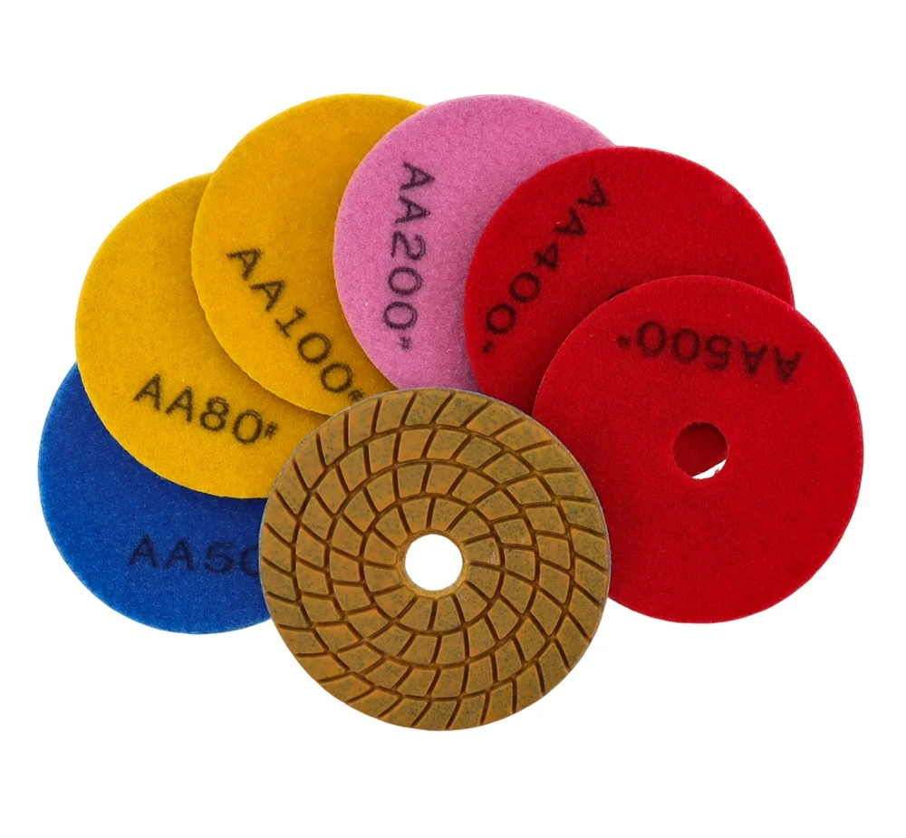 6 Stück/Set, 4 Zoll, hochwertige Polierpads, 100 mm, Hybrid, extra hartes Material, Nasspolierpad für Marmor, Granit und Stein, für schnelles Schleifen. – Detail 4