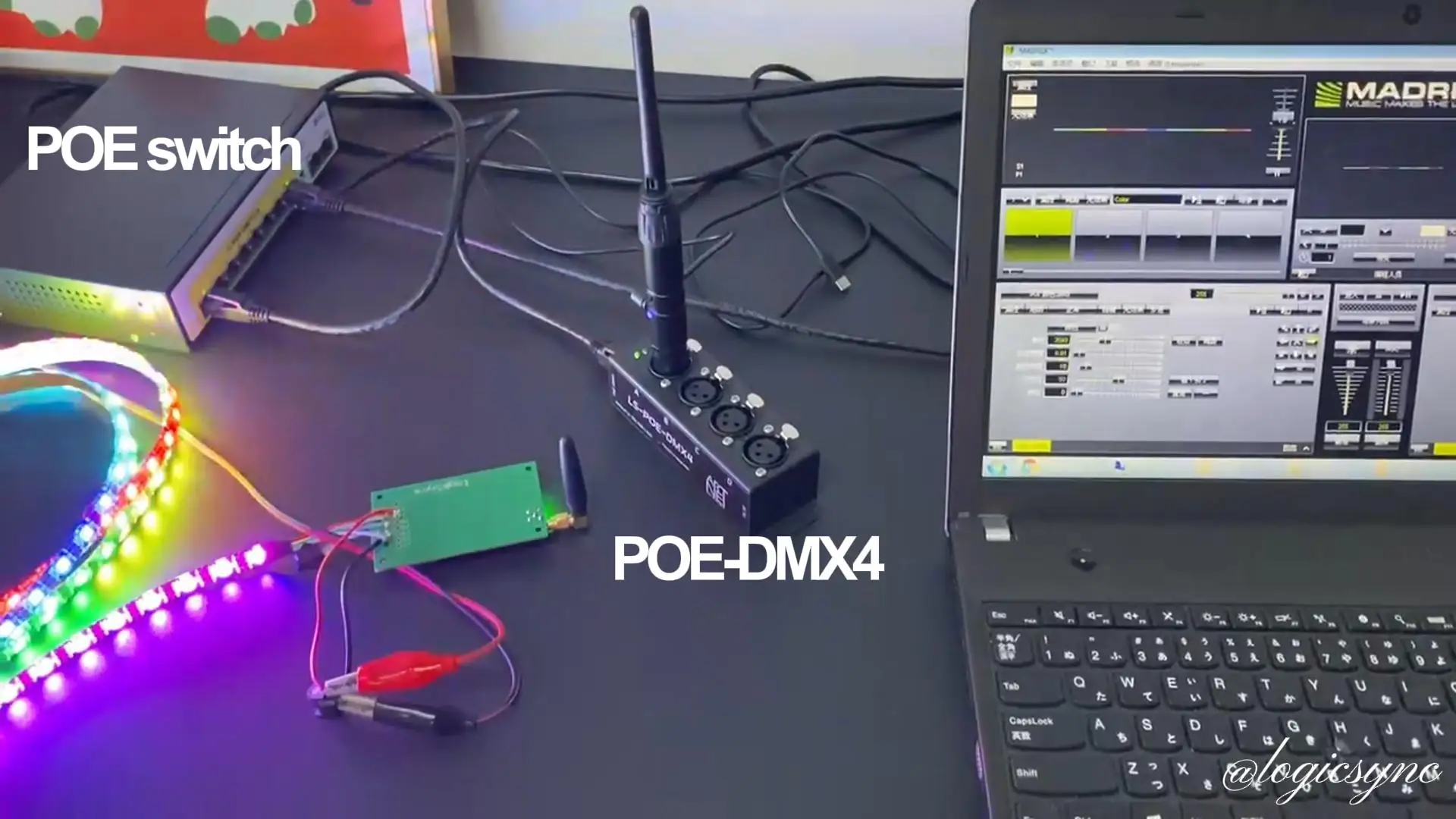 LogicSync Ethernet Mini POE, pengontrol ArtNet DMX512 4 Universe 2048 pencahayaan disko dengan MA2 Grandma3 Sun Suite3 DVC4