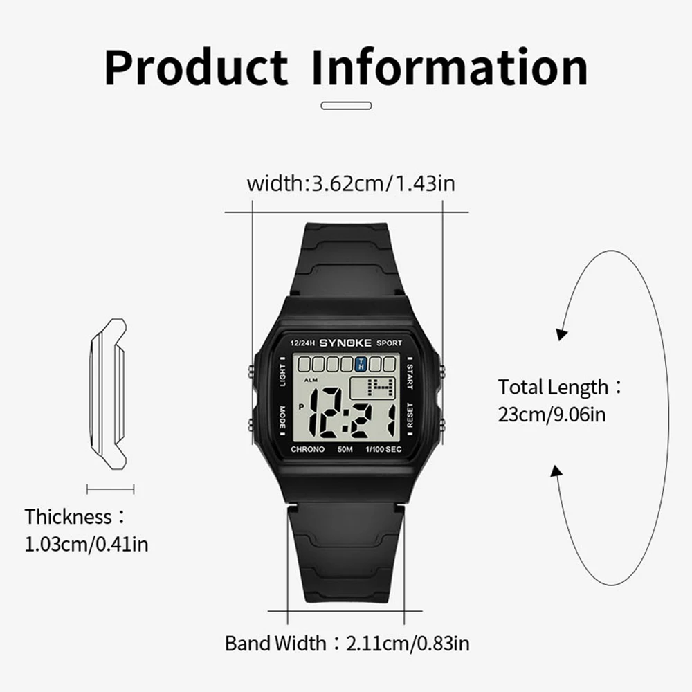 SYNOKE Men Watch Sports Waterproof Digital Watch Male Small Dial Electronic Clock Students Watches for Men Relojes Hombres