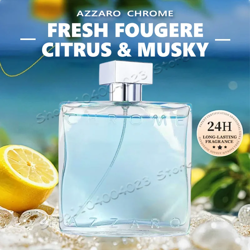 Azzaro Chrome Eau de Toilette 100ML Fresh Aquatic Męska Woda Toaletowa Cytrusowo-Drewniana Myszka Zapachowa Świeże Nuty Luksusowe Perfumy dla Mężczyzn
