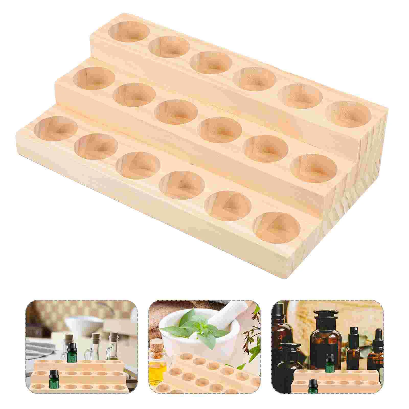 

Bottles Essential Oil Storage Box Holder Aromatherapy Rack Nail Polish Wood Shelf Khaki Organizer