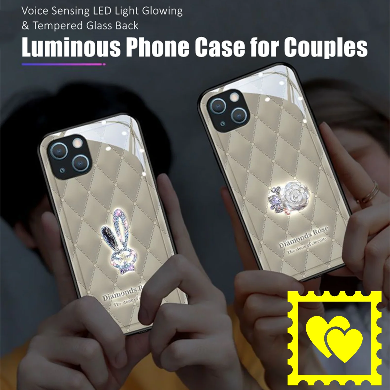 

Couple LED Light Glowing Luminous Phone Case for iPhone 15 11 12 13 14 Pro Max Plus Samsung S24 S22 S23 Note 10 20 Plus Ultra