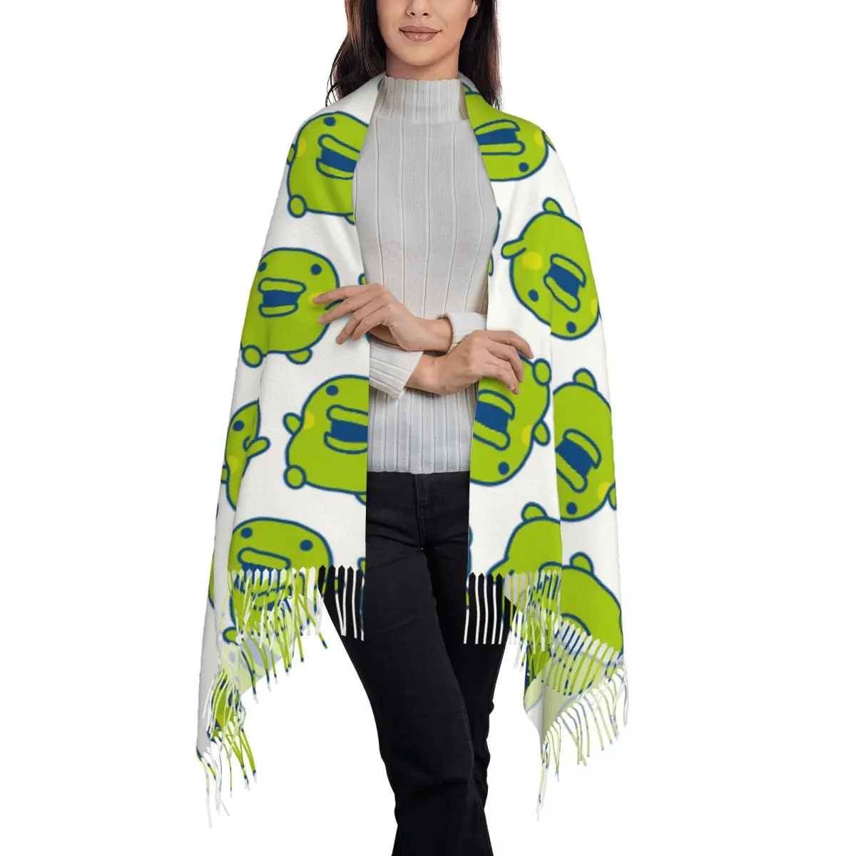 Kuchipatchi Tama Tamagotchi Halloween Scarf Tassel Scarves Women Soft Warm Shawls and Wraps Large Fall Winter Shawl Wrap