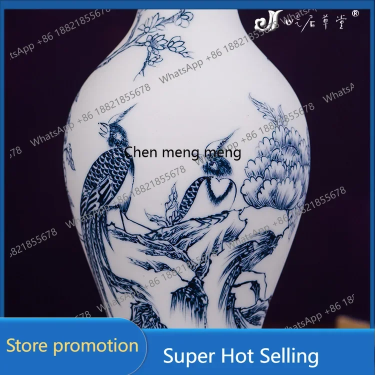 A6239 Hand painted blue and white jintang rich fishtail vase jingdezhen ceramic small vase blue and white porcelain