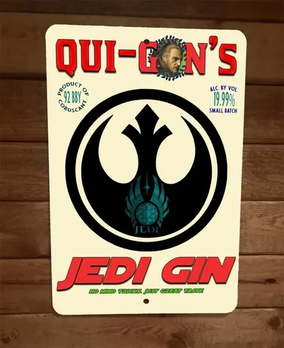 Qui Gons Jedi Gin No Mind Tricks Just Great Taste Metall-Wandschild