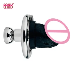 FAAK Inverted Extrusion Urethral Chastity Cage With Silicone Realistic Dildo Head BDSM Sex Toys For Men Cock Lock Penis Ring