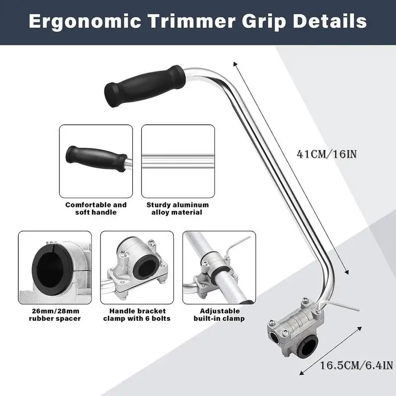 Imagem -06 - Ergonômico Lawn Mower Handle Weeder Eater Trimmer Grip Extensão com Edger Attachment Bracket Clamp Ferramentas de Jardim