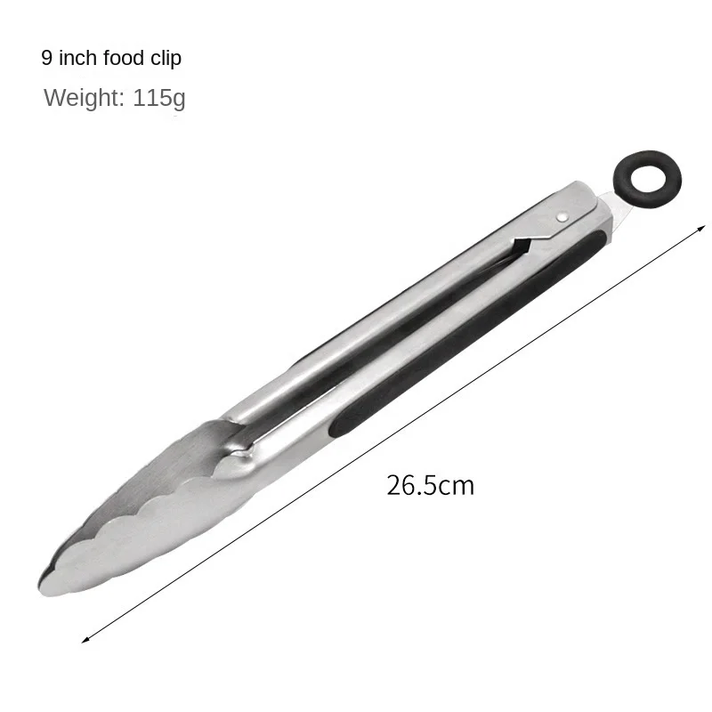 Steel food tongs BBQ grill tools 9 inch 12 inch 14 inch 16 inch factory wholesale stainless steel food tongs